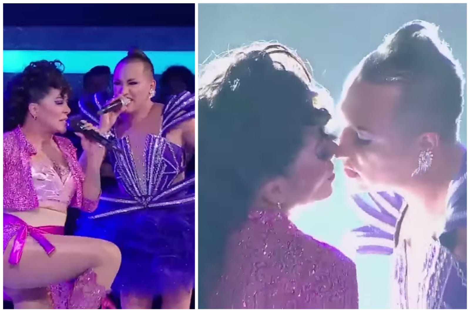 Marbelle besó a un participante de “La Descarga” en plena presentación