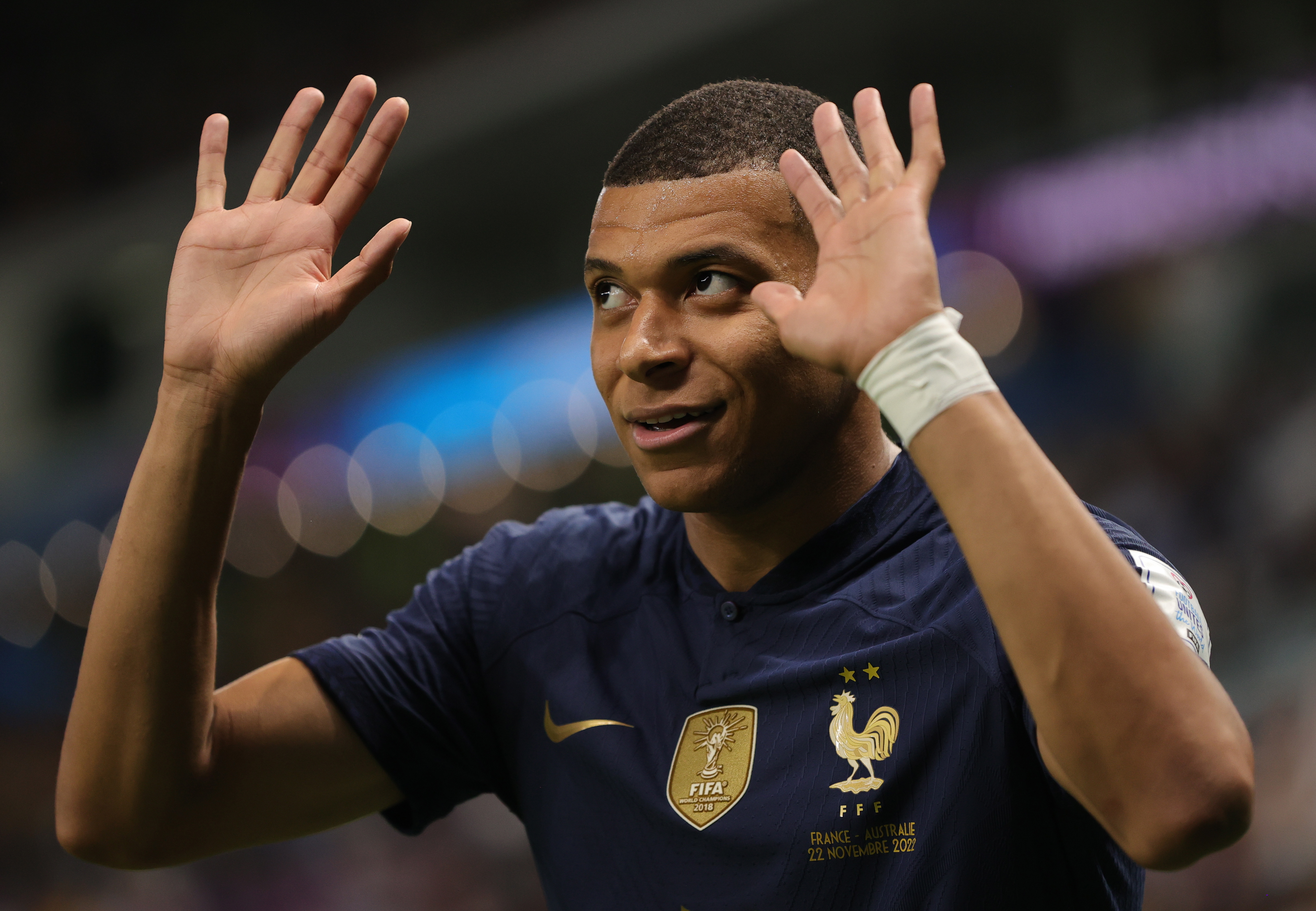 Al Wakrah (Qatar), 22/11/2022.- Kylian Mbappe of France during the FIFA World Cup 2022 group D soccer match between France and Australia at Al Janoub Stadium in Al Wakrah, Qatar, 22 November 2022. (Mundial de Fútbol, Francia, Catar) EFE/EPA/Friedemann Vogel