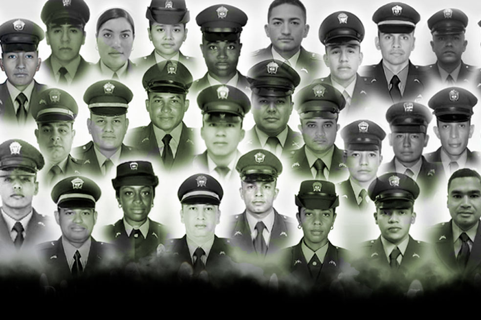 Rostros de los policías muertos en funciones durante 2022.