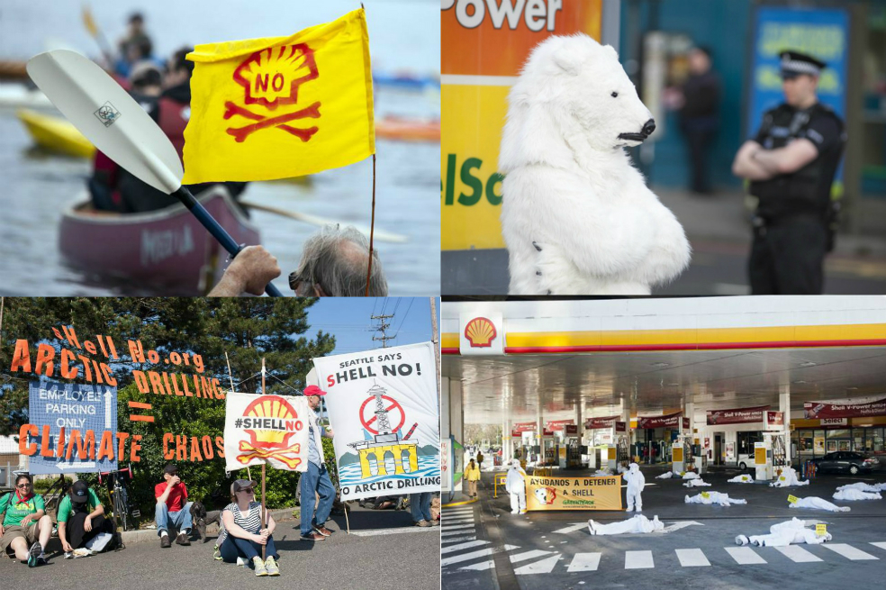 Manifestaciones contra Shell por perforaciones en búsqueda de petróleo en el Ártico