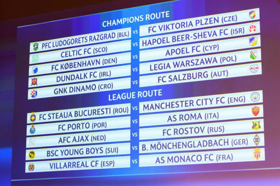 Definidas las llaves de la fase previa de la Champions League