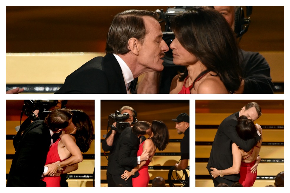 Beso apasionado de Bryan Cranston y Julia Louis-Dreyfus