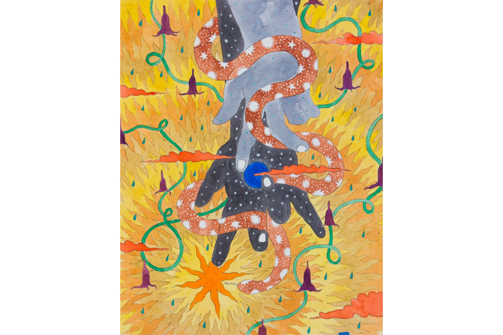 Imagen oficial del Festival de Cine de Bogotá 2022, realizada por el joven y talentoso pintor colombiano Tahuanty Jacanamijoy.