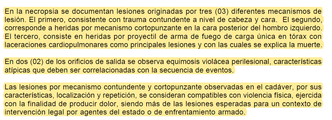 Captura de pantalla de la necropsia de José Carlos Arévalo.