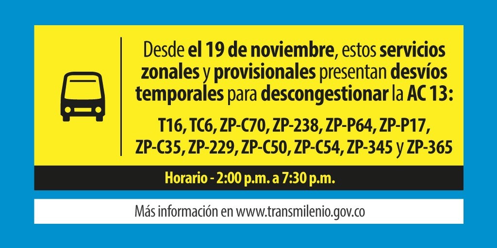 Desvíos en rutas del SITP.