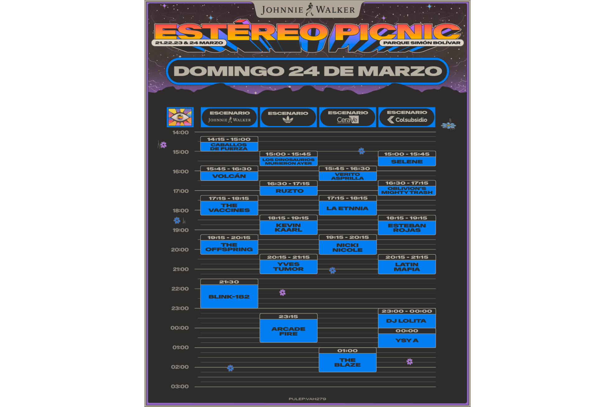 El cronograma para el domingo 24 de marzo.