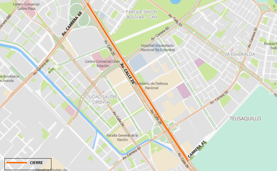 ¡Prográmese! Habrá cierre total de la calzada rápida de la Av. Calle 26
