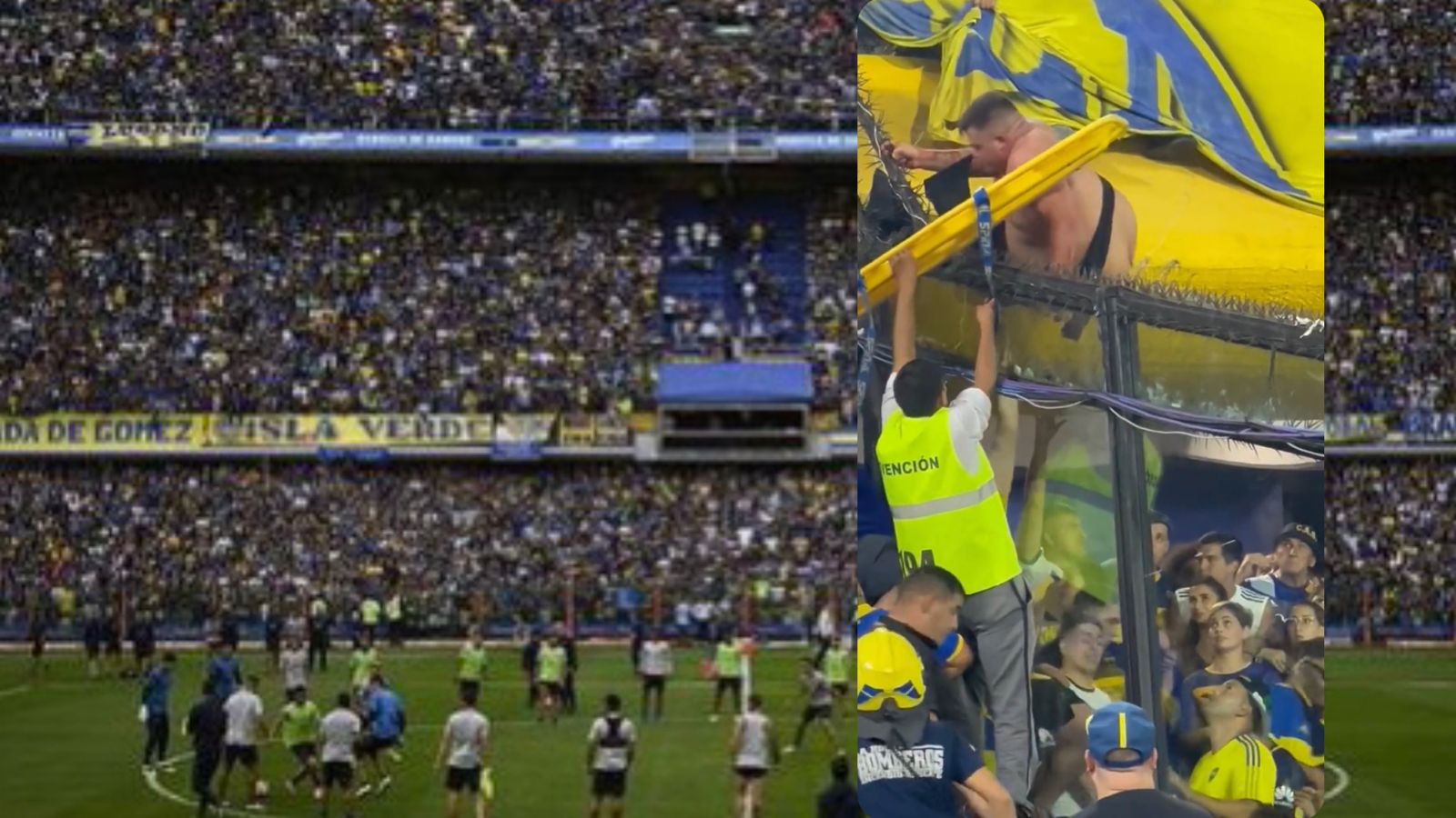 Hincha de Boca quedó atrapado en un alambre de púas al intentar pasar de tribuna