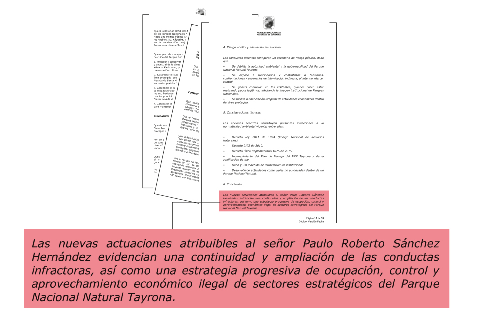 Imagen del documento elaborado por PNN.