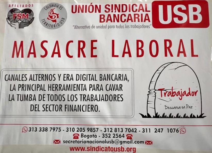Con este tipo de avisos, el sindicato USB pide que se garantice el derecho al trabajo de quienes ven en la digitalización una amenaza.