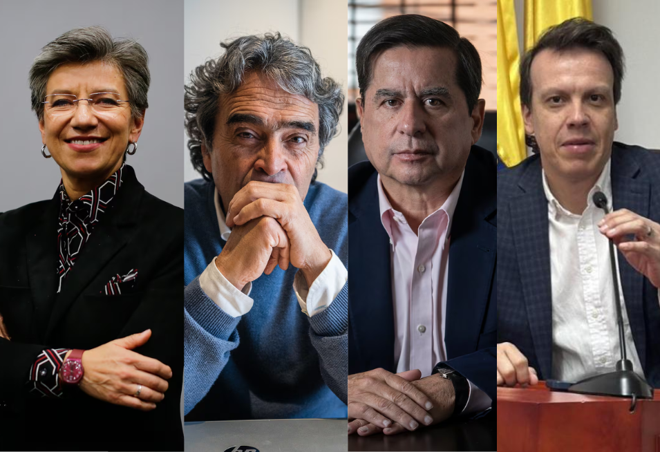 Aspirantes a la presidencia Claudia López, Sergio Fajardo, Juan Fernando Cristo y Leonardo Huerta.