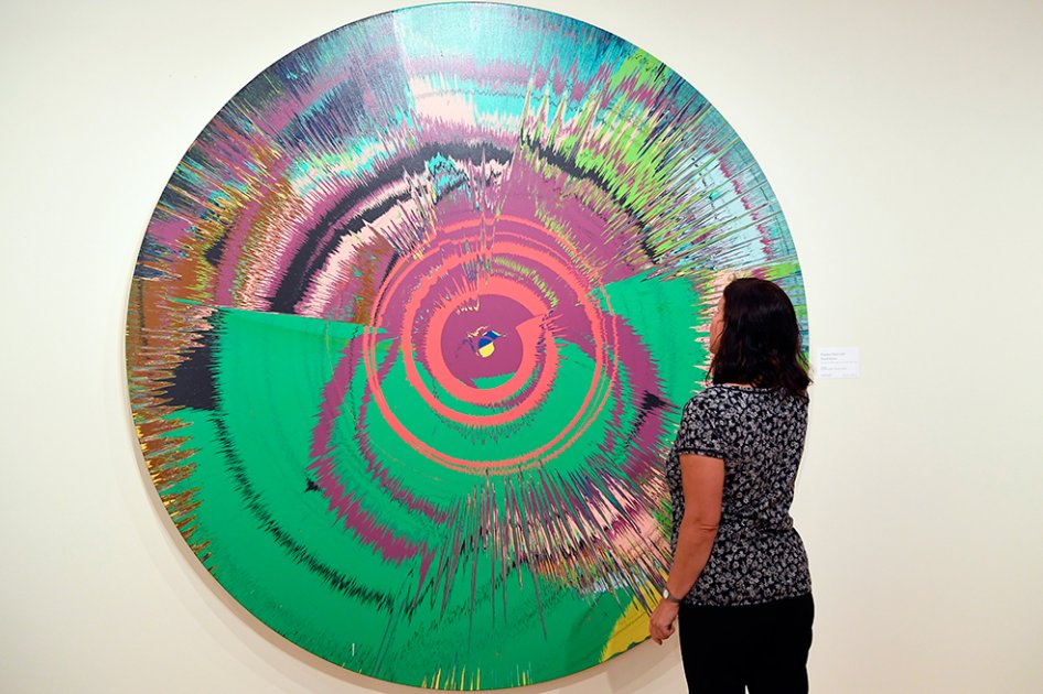 Caleidoscopio co-firmado Hirst/Bowie y titulado "Beautiful, hallo space-boy".
