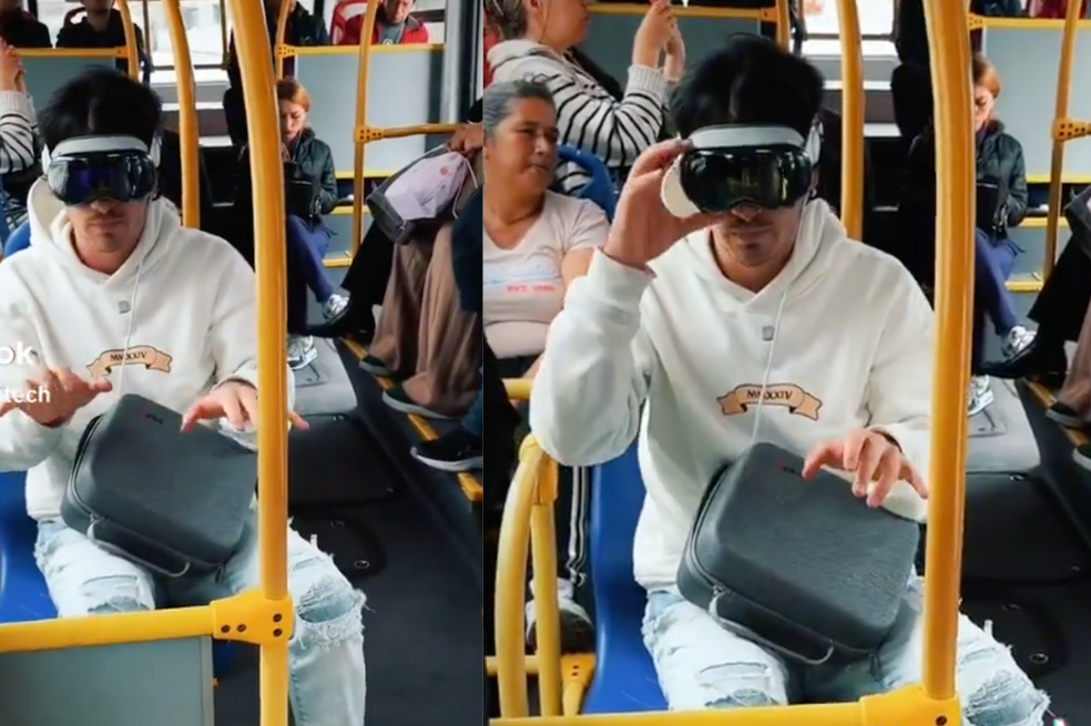¡Muy confiado! Joven usó gafas Apple Vision Pro en Transmilenio: ¿cuánto cuestan?
