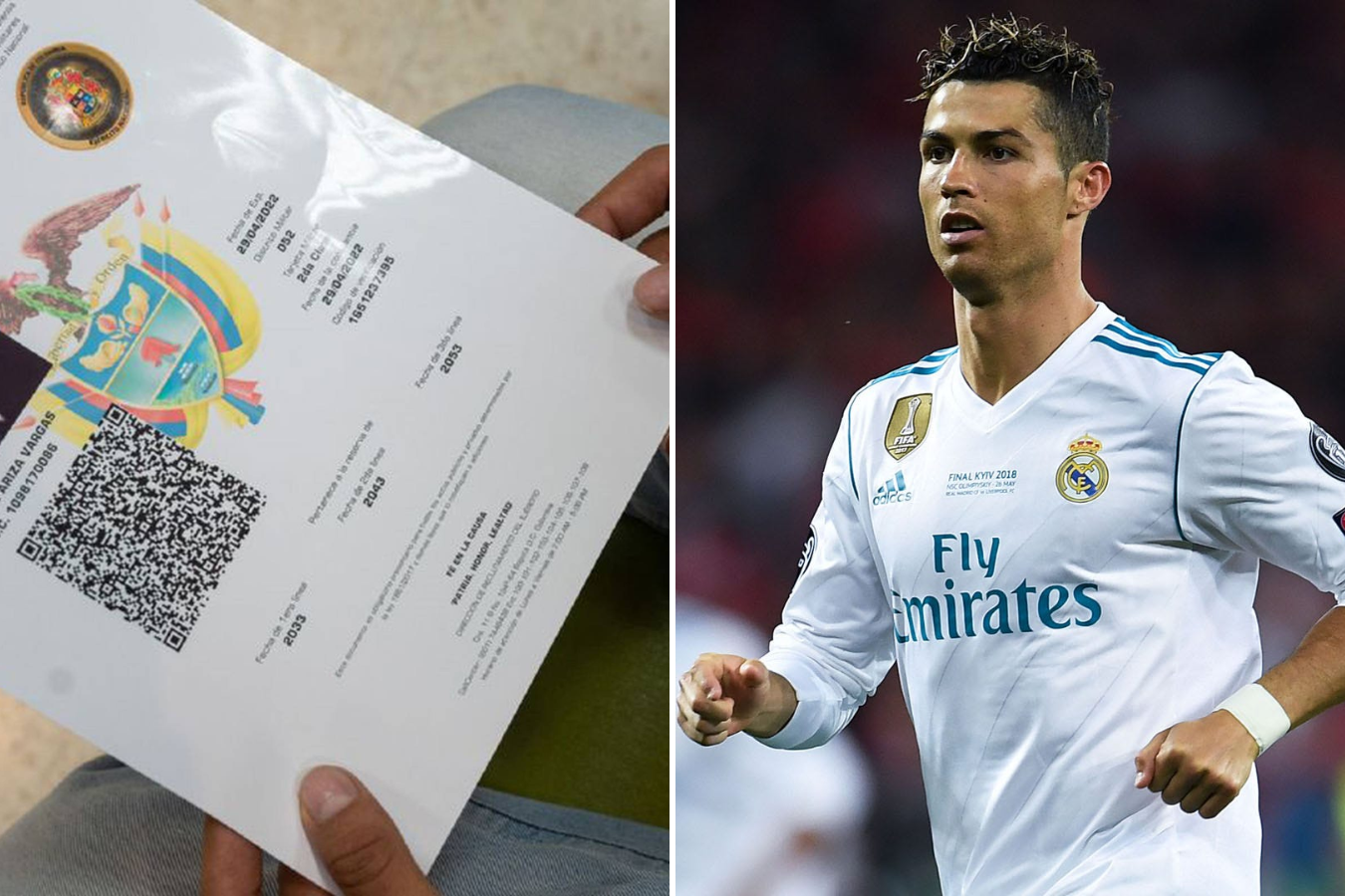Ejército entregó la libreta militar a un joven con una foto de Cristiano Ronaldo