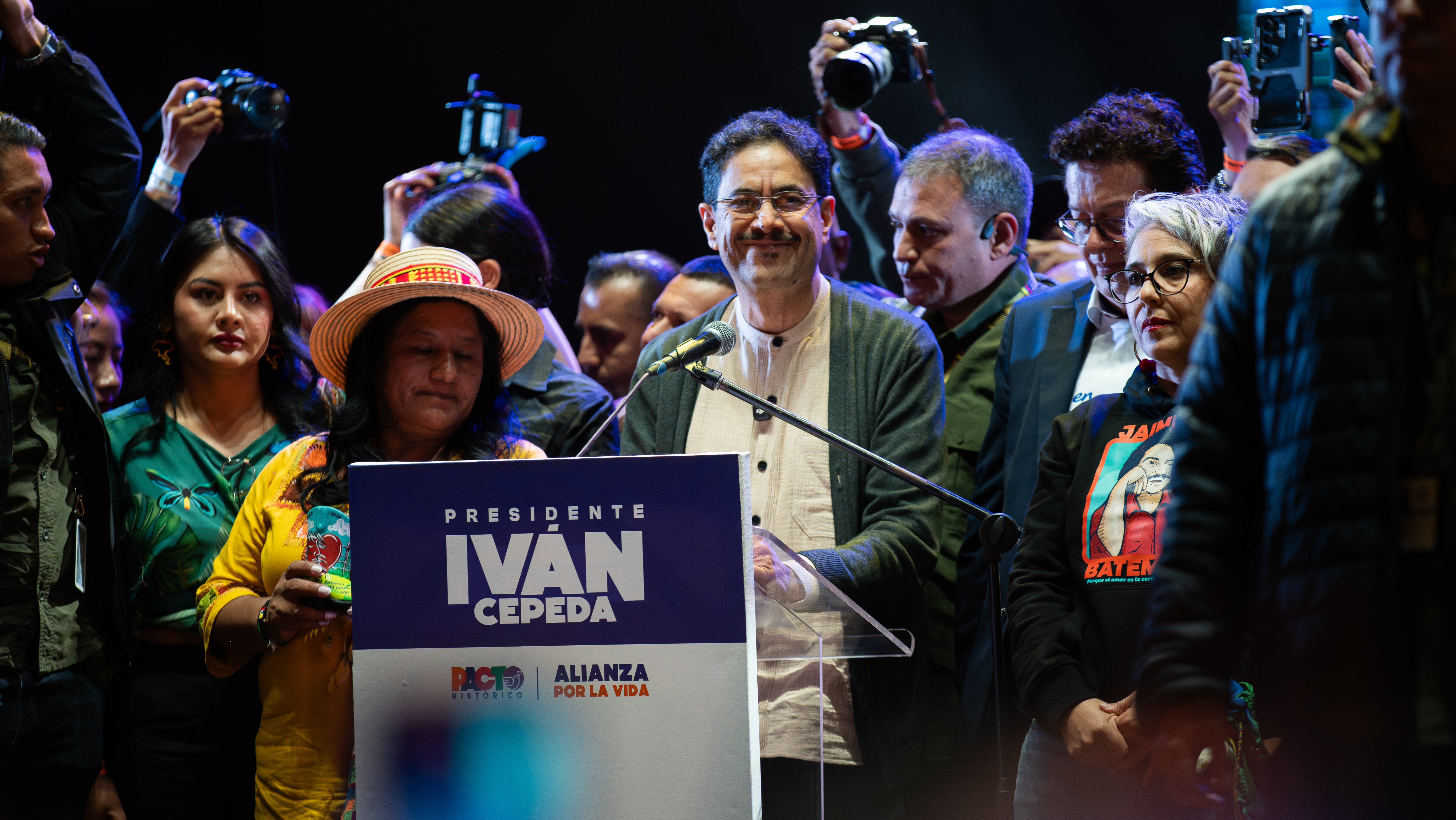 Iván Cepeda en la plaza de Bolívar