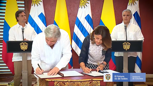 Colombia y Uruguay firman en Cartagena acuerdo de extradición
