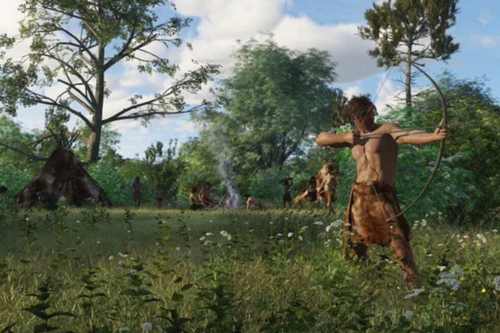 Reconstrucción de un asentamiento humano durante el Mesolítico.  / Ulco Glimmerveen - Agencia Sinc