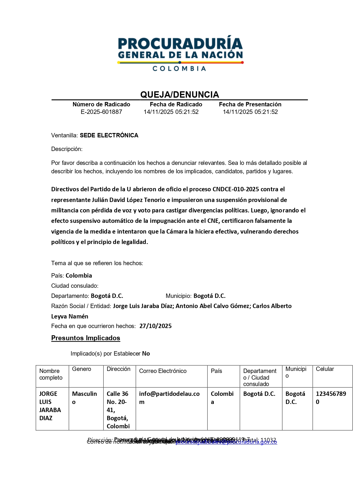 Sanciones contra Julián López