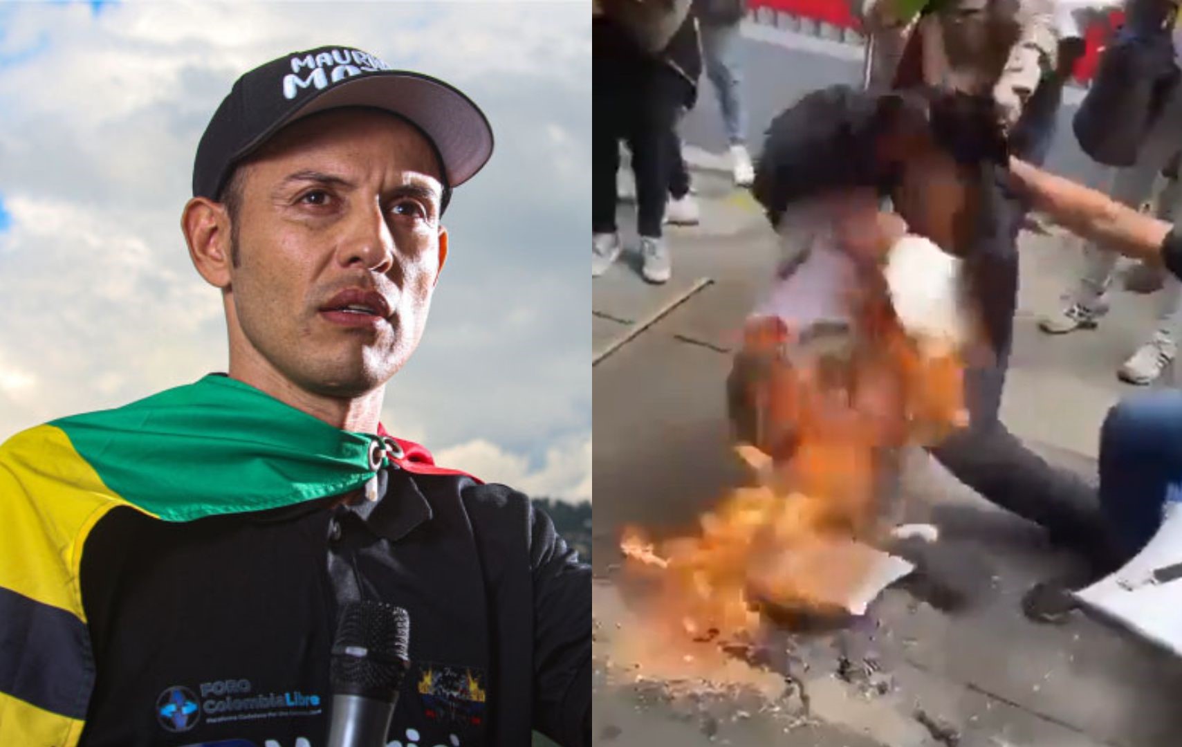 ¿Quién es el militante del Centro Democrático que quemó el muñeco con el rostro de Petro?