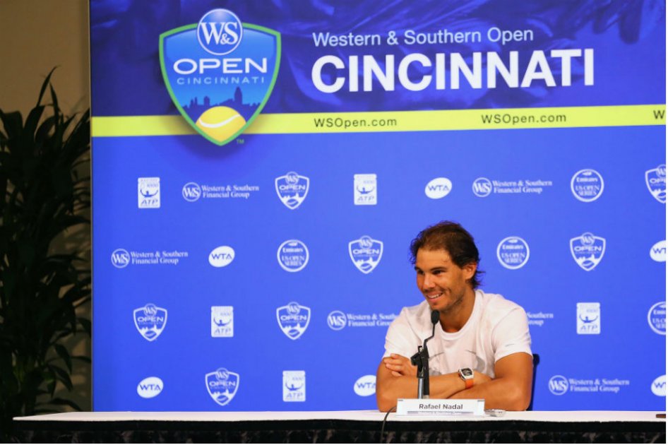 Rafael Nadal en rueda de prensa previo a su debut en el Masters 1000 de Cincinnati. Foto: AFP