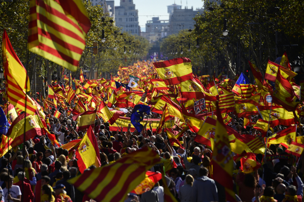 Imágenes de la marcha de unidad española en Barcelona
