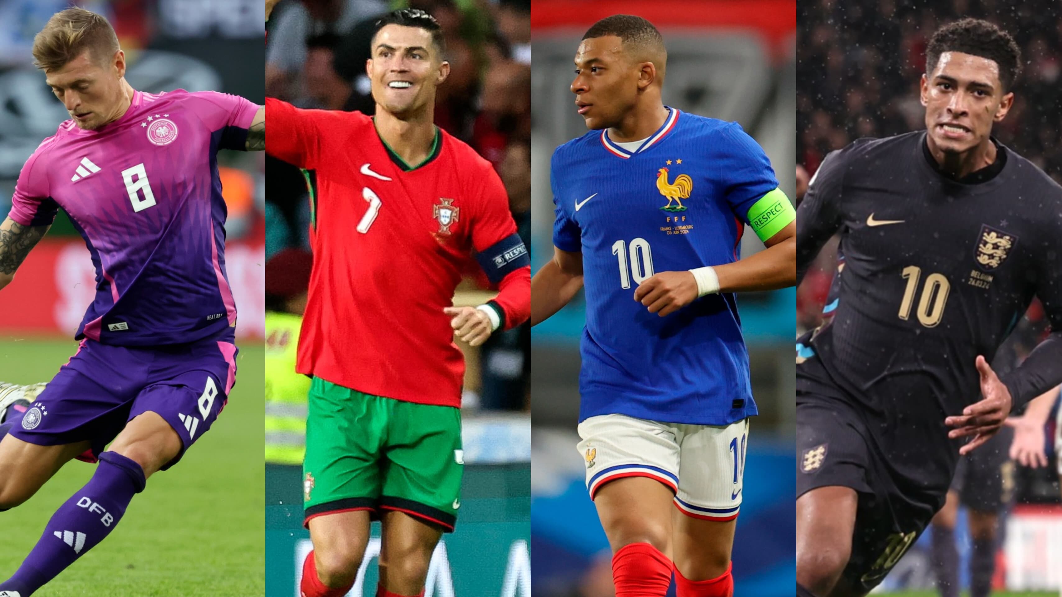 Alemania con Toni Kroos, Portugal con Cristiano Ronaldo, Francia con Mbappé e Inglaterra con Bellingham, ¿quién se llevará el título?