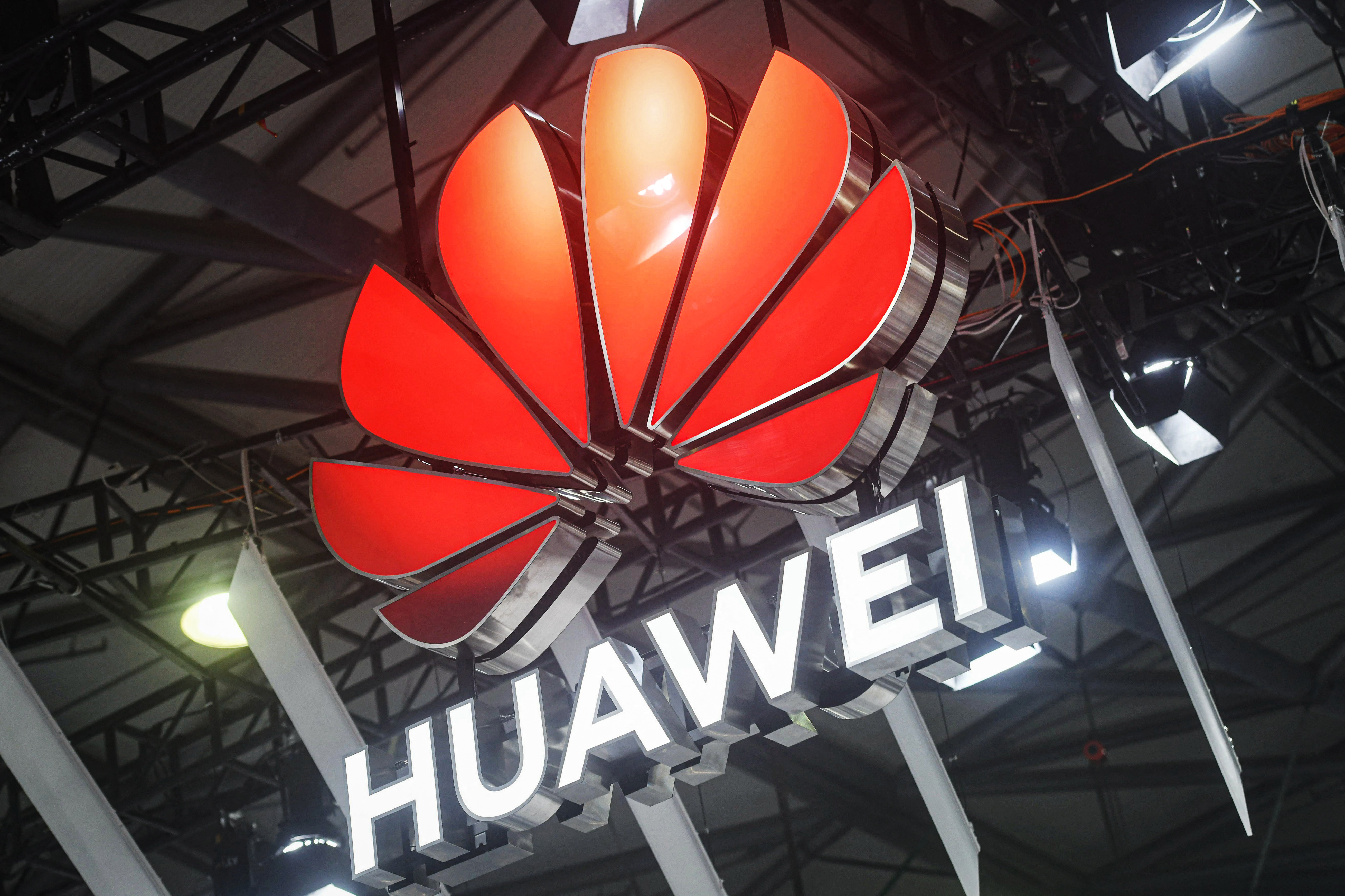 A Huawei logo is seen at the Mobile World Congress (MWC) in Shanghai on June 26, 2024. (Photo by AFP) / CHINA OUT