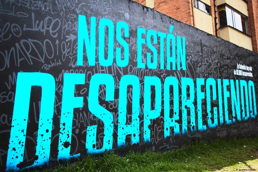 Murales y grafitis en Bogotá que protestan en contra de la desaparición