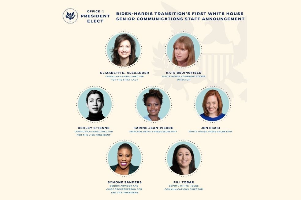 Biden anuncia un equipo de comunicación formado solo por mujeres