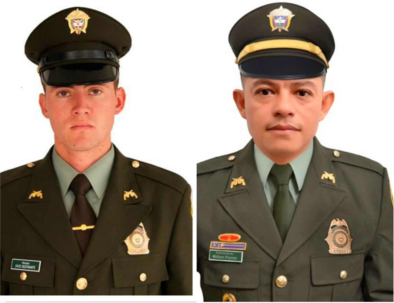 Policías Eliécer Flórez y David Bustamante, asesinados en Puerto Libertador, Córdoba