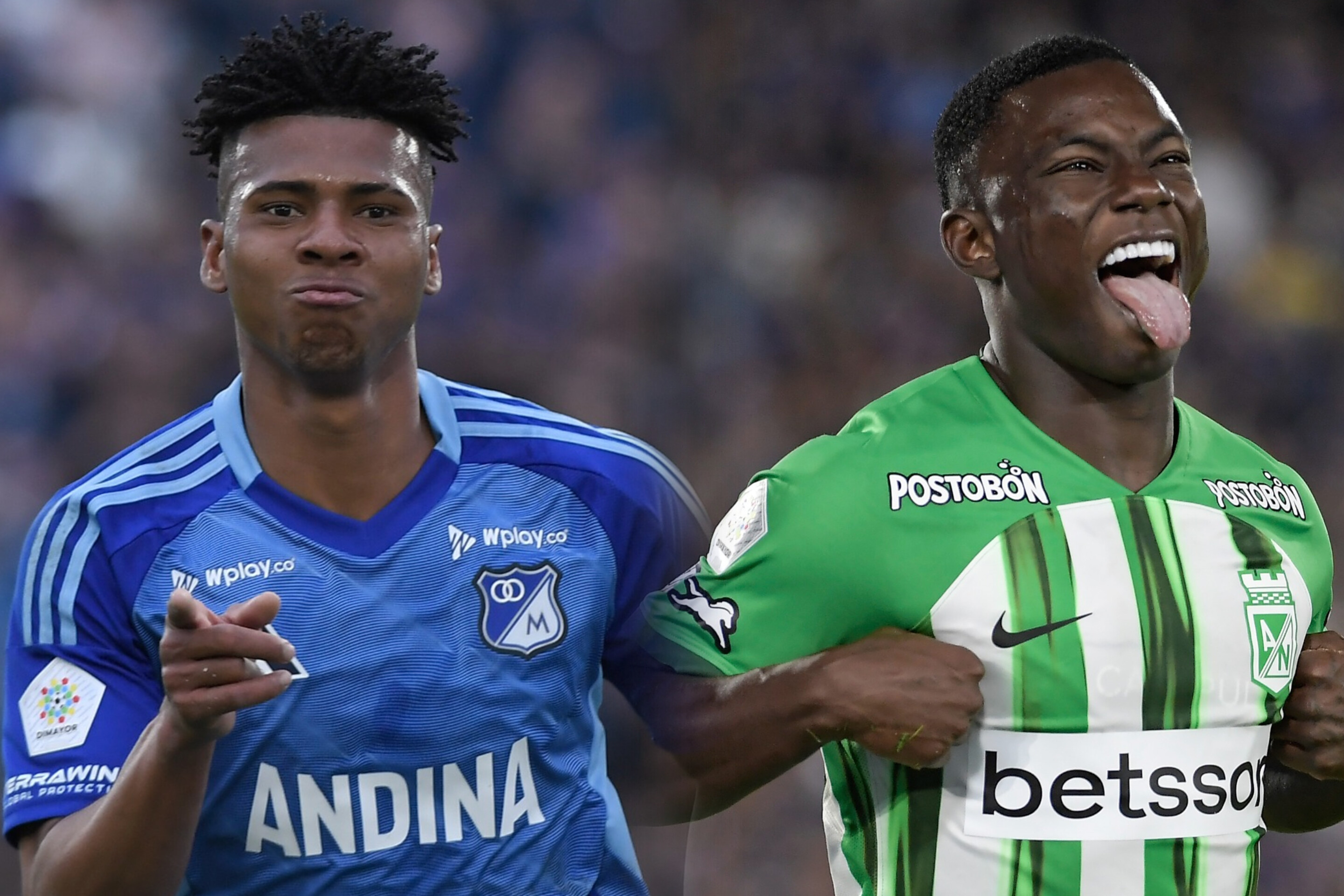 Luis Marimón de Millonarios y Marino Hinestroza de Atlético Nacional.