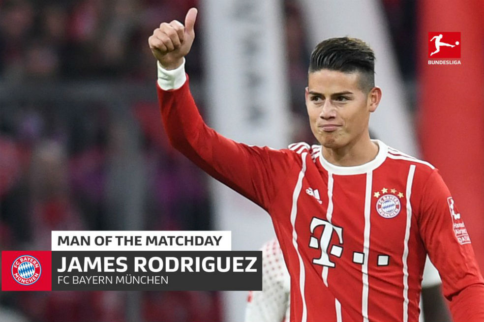 James Rodríguez fue elegido como el mejor jugador de la fecha en la Bundesliga