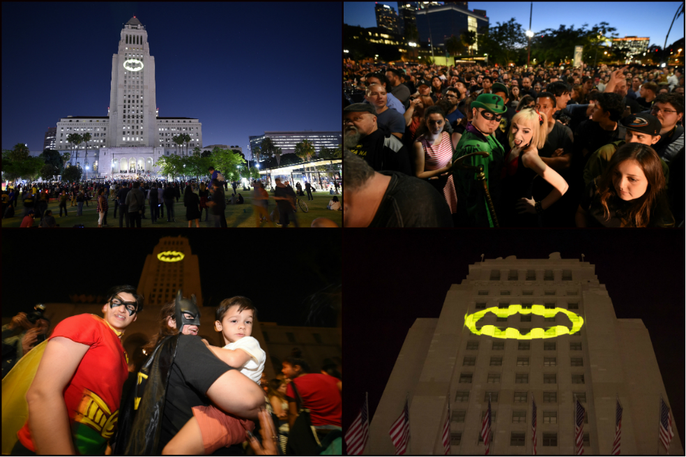 La batiseñal iluminó Los Ángeles en honor a Adam West, el Batman de los años 60
