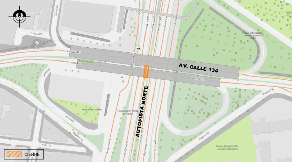 ¡Ojo! Está cerrada la calzada exclusiva de TM en Autopista Norte con Av. Calle 134