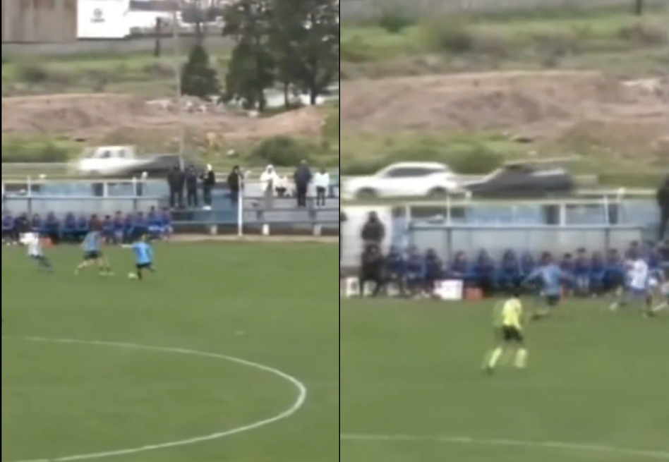 Video: un balón salió del estadio y terminó provocando un accidente de tránsito en Uruguay