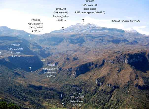 Nevado de Santa Isabel y vista de algunos de los ecosistemas de alta montaña que lo rodean.