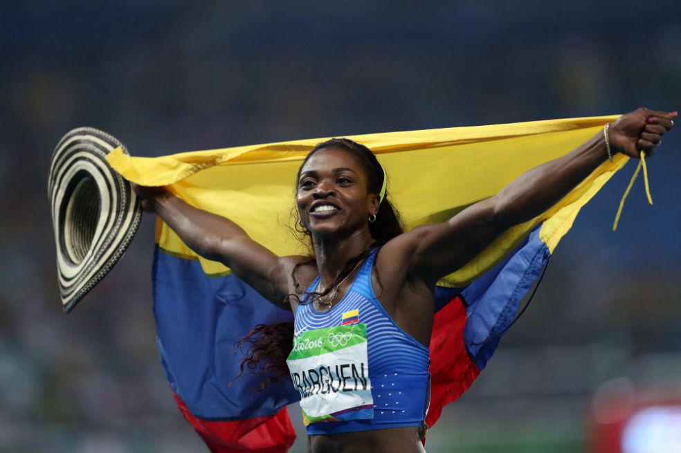 Caterine Ibargüen ganadora de la medalla de oro en los Juegos Olímpicos de Río de Janeiro en salto triple.  / AFP
