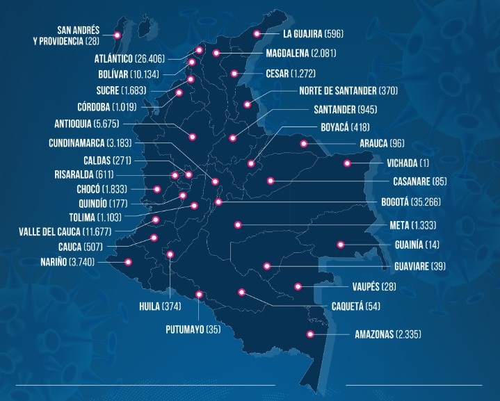 Estos son los casos registrados de coronavirus en Colombia el 4 de julio.