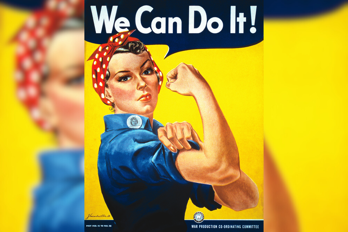 La famosa imagen de "Rosie, la remachadora", fue inicialmente usada por la compañía Westinghouse Electric para animar a las trabajadoras que llegaron a suplir los puestos de los hombres que se habían ido a pelear a la guerra.