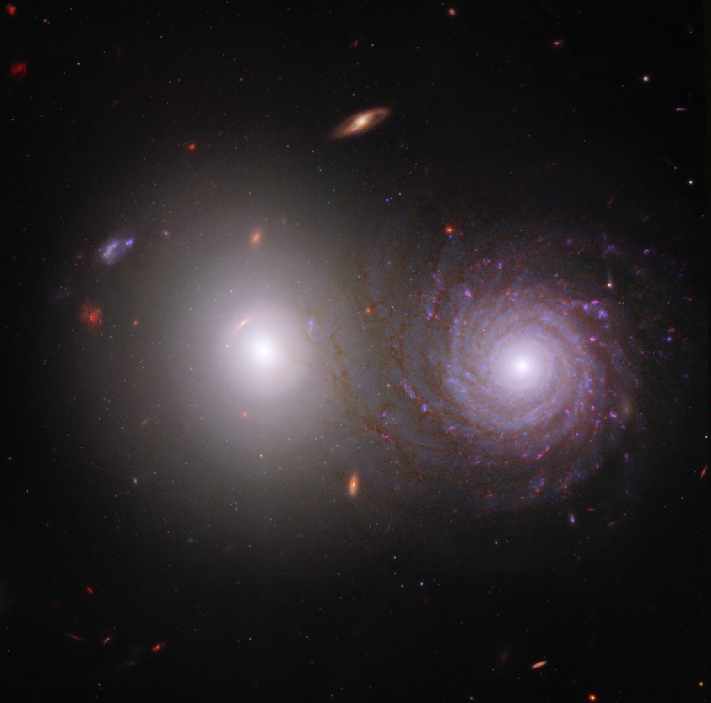 Telescopios James Webb y Hubble capturan imagen compuesta de galaxias superpuestas