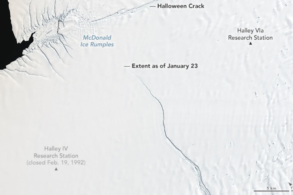Iceberg dos veces más grande que Nueva York está a punto de desprenderse de la Antártida