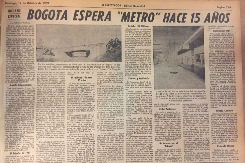 70 años hablando del metro en Bogotá