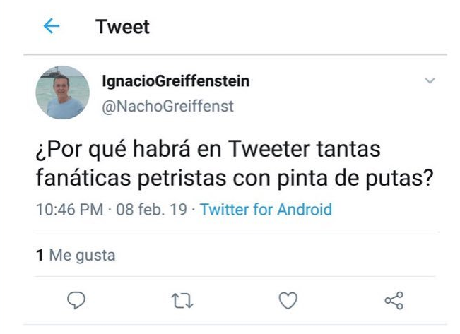 Algunas figuras públicas, como la actriz Nórida Rodríguez, calificaron la publicación como nauseabunda. “Queda demostrado que de hombre y caballero apenas el pajarito de twitter tiene”, escribió la artista.