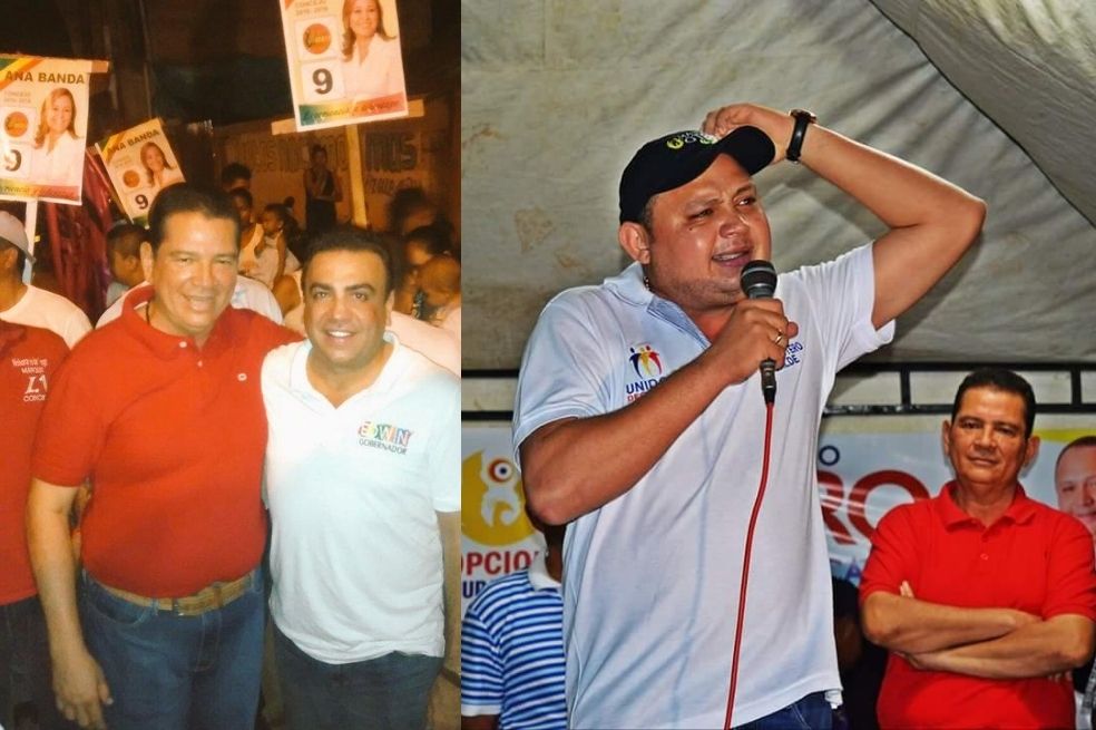 En la izquierda, Franklin de la Vega junto a Edwin Besaile. En la derecha, De la Vega con Mauricio Otero.