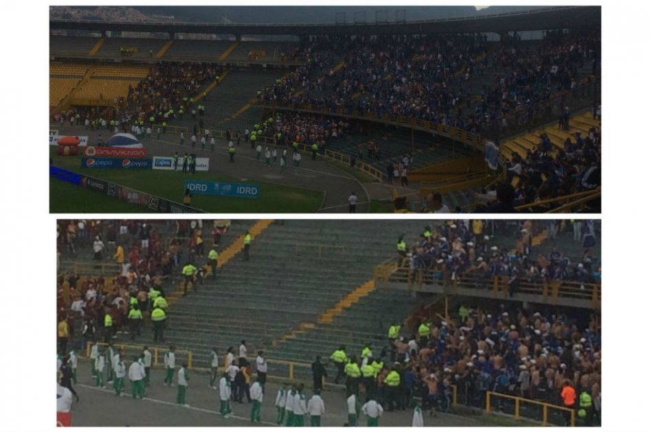Choque entre barras de Millonarios y Tolima en el Campín