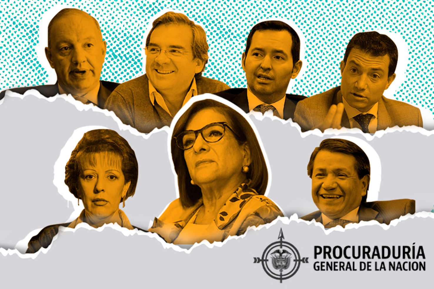 Arriba, de izquierda a derecha: Darío Bazzani, Germán Varón Cotrino, Jorge Perdomo y Felipe Córdoba. Abajo, de izquierda a derecha: Lucy Jeannette Bermúdez, Margarita Cabello y Jorge Armando Otálora.