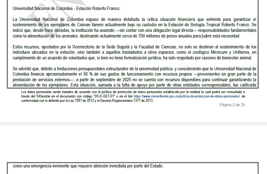 Imagen de un fragmento del acta de la reunión del 31 de julio del 2025.