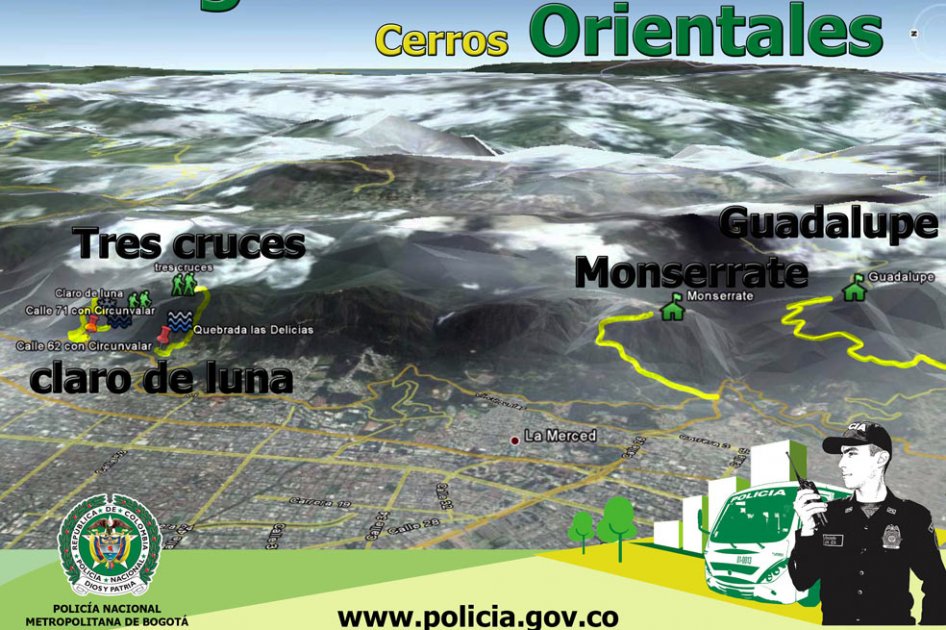 Policía refuerza seguridad en cerros orientales de Bogotá