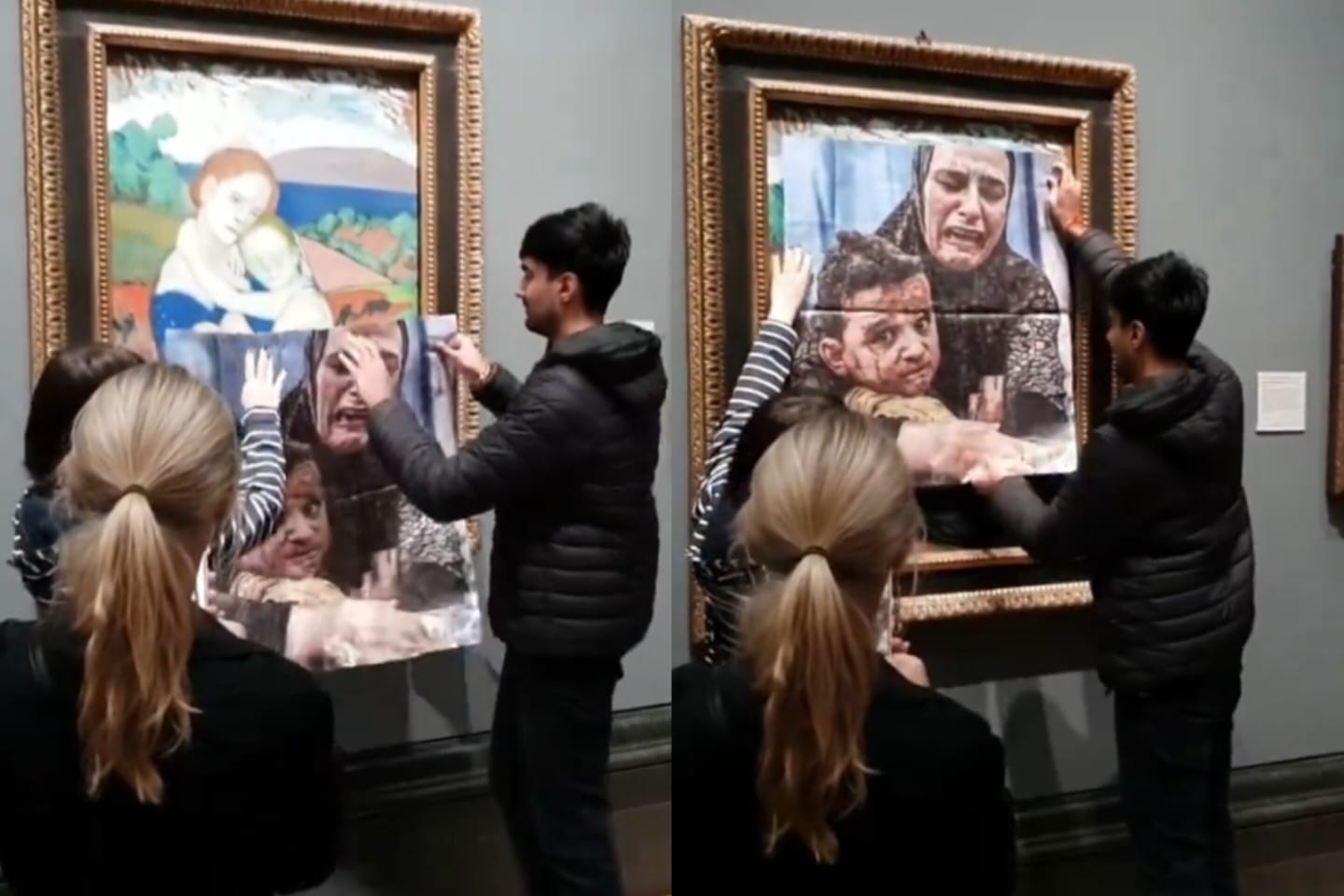Activistas detenidos por pegar una imagen de Gaza sobre un cuadro de Picasso