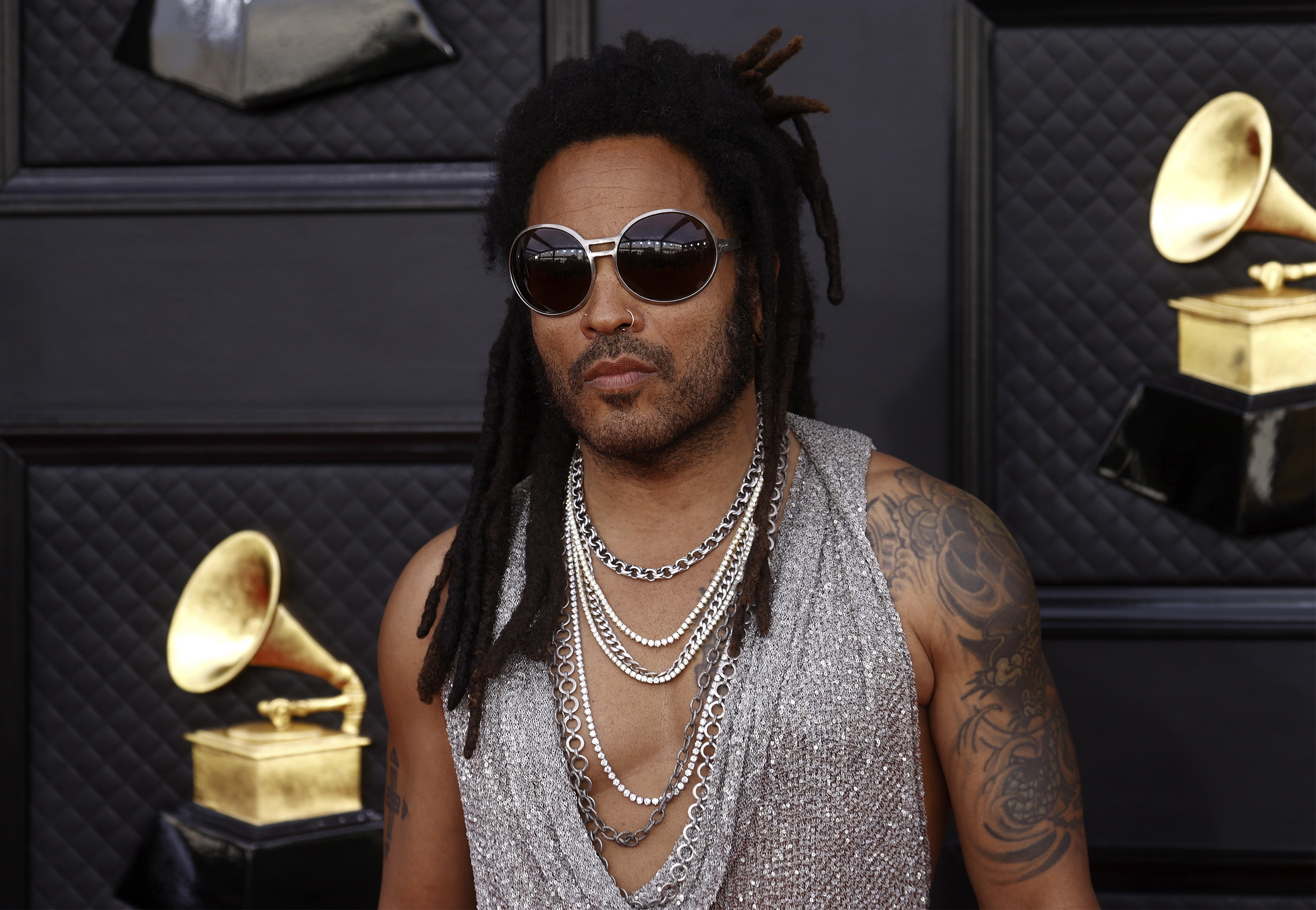 Las Vegas (United States), 03/04/2022.- Lenny Kravitz arrives for the 64th annual Grammy Awards at the MGM Grand Garden Arena in Las Vegas, Nevada, USA, 03 April 2022. (Estados Unidos) EFE/EPA/DAVID SWANSON